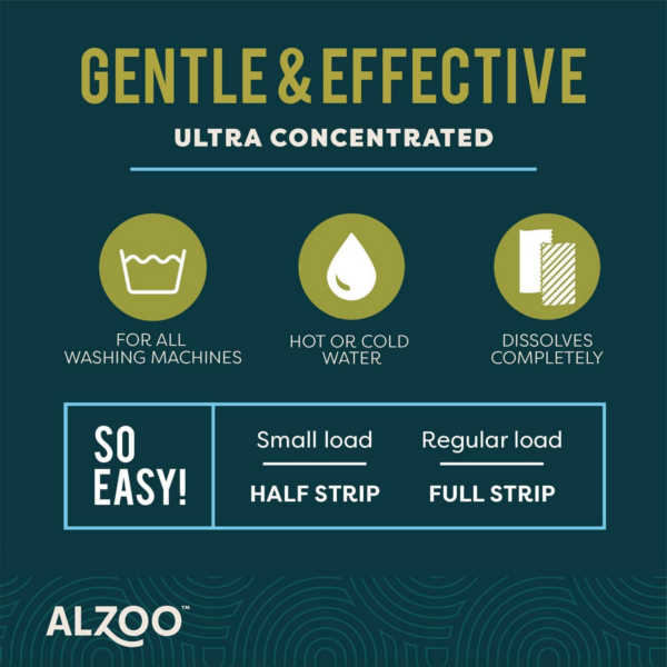 ALZOO™ Laundry Detergent Strips for Pet Laundry: Fragrance-Free, Gentle, and Eco-Friendly