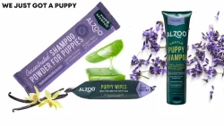puppy natural bundle: shampoo powder for puppies, puppies wipes and gentle puppy shampoo