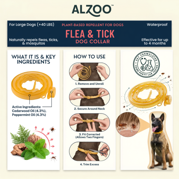 Plant Based Flea & Tick Dog Collar, Large-Sized Dogs: 40+ lbs - Image 2