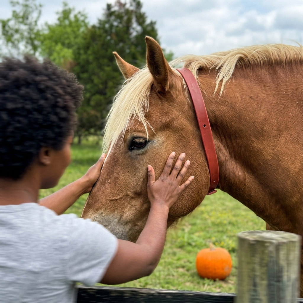 Horse beside ALZOO Herbal Horse Collar